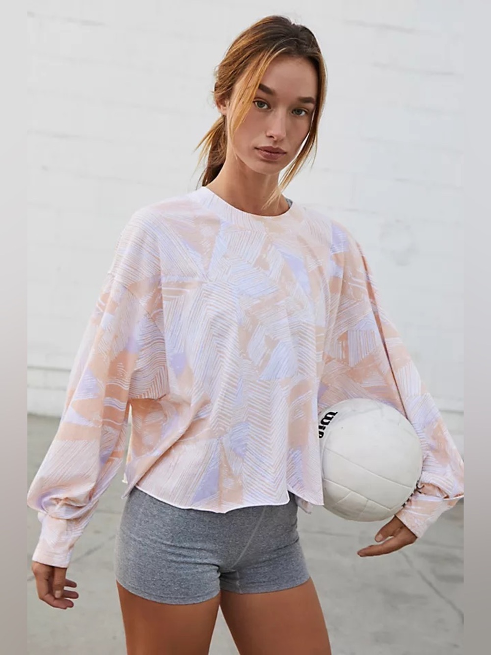 FP Movement Printed Inspire Layer Long Sleeve Crop Top NWT Size M